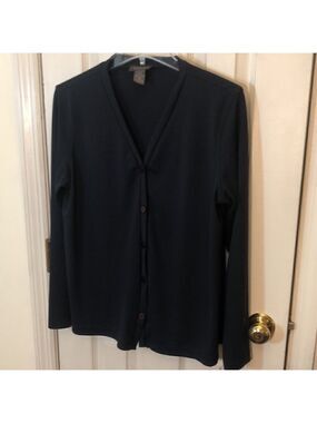 Vintage van Heusen Wms Sz M Navy Blue Cardigan, lightweight used good condition